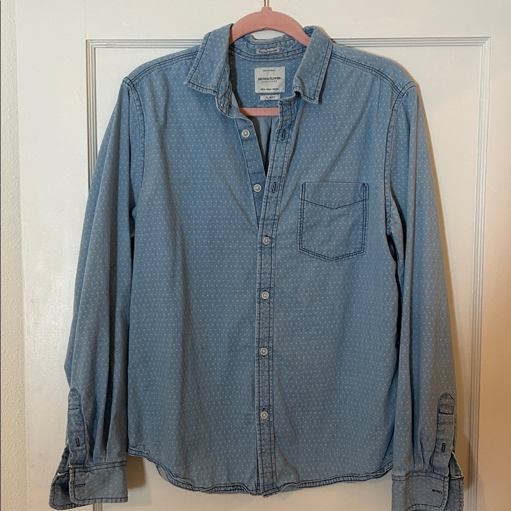 Denim & Flower Sky Blue Slim Fit Shirt